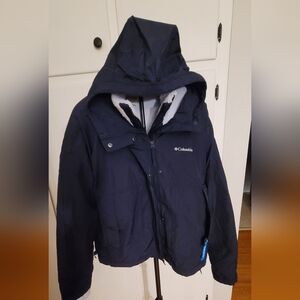 Columbia Women’s XL 2-in-1 Rain Shell w Zip-In Fleece Liner Navy